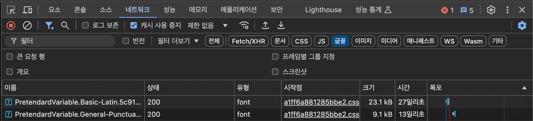 다이나믹 서브셋 폰트로 폰트 다운로드 속도 개선하기 (2.1MB → 156KB)